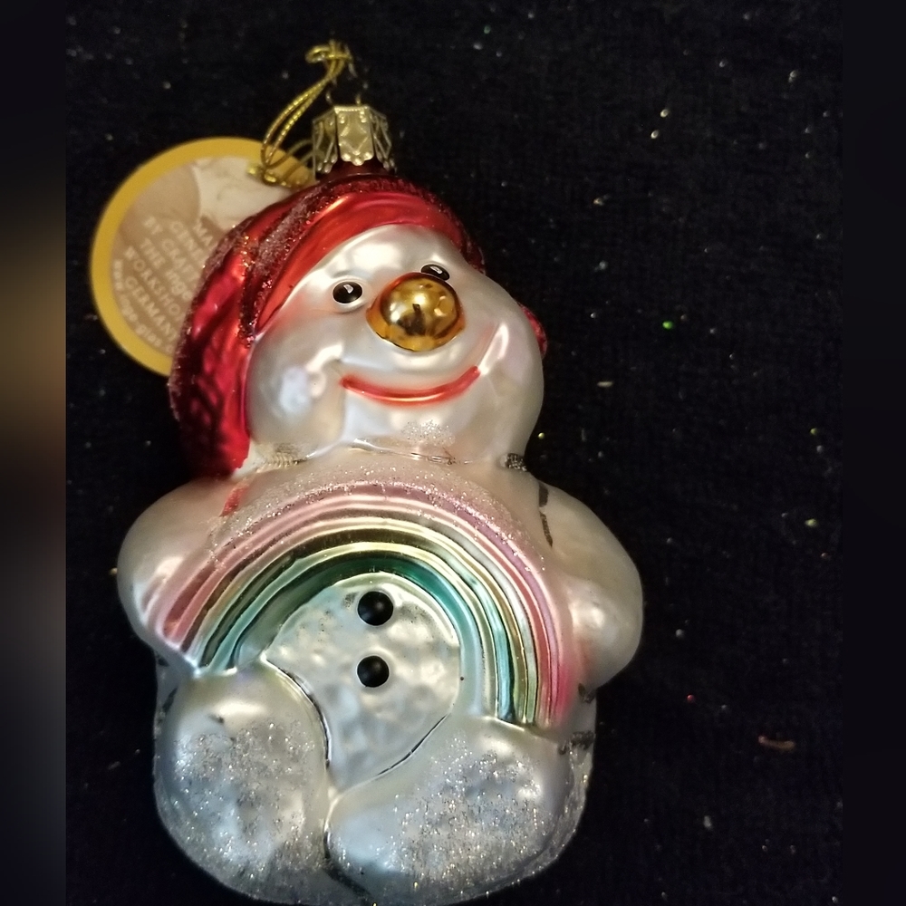Old World Christmas Ornament Rainbow Snowman Blown Glass Germany Inge Pride